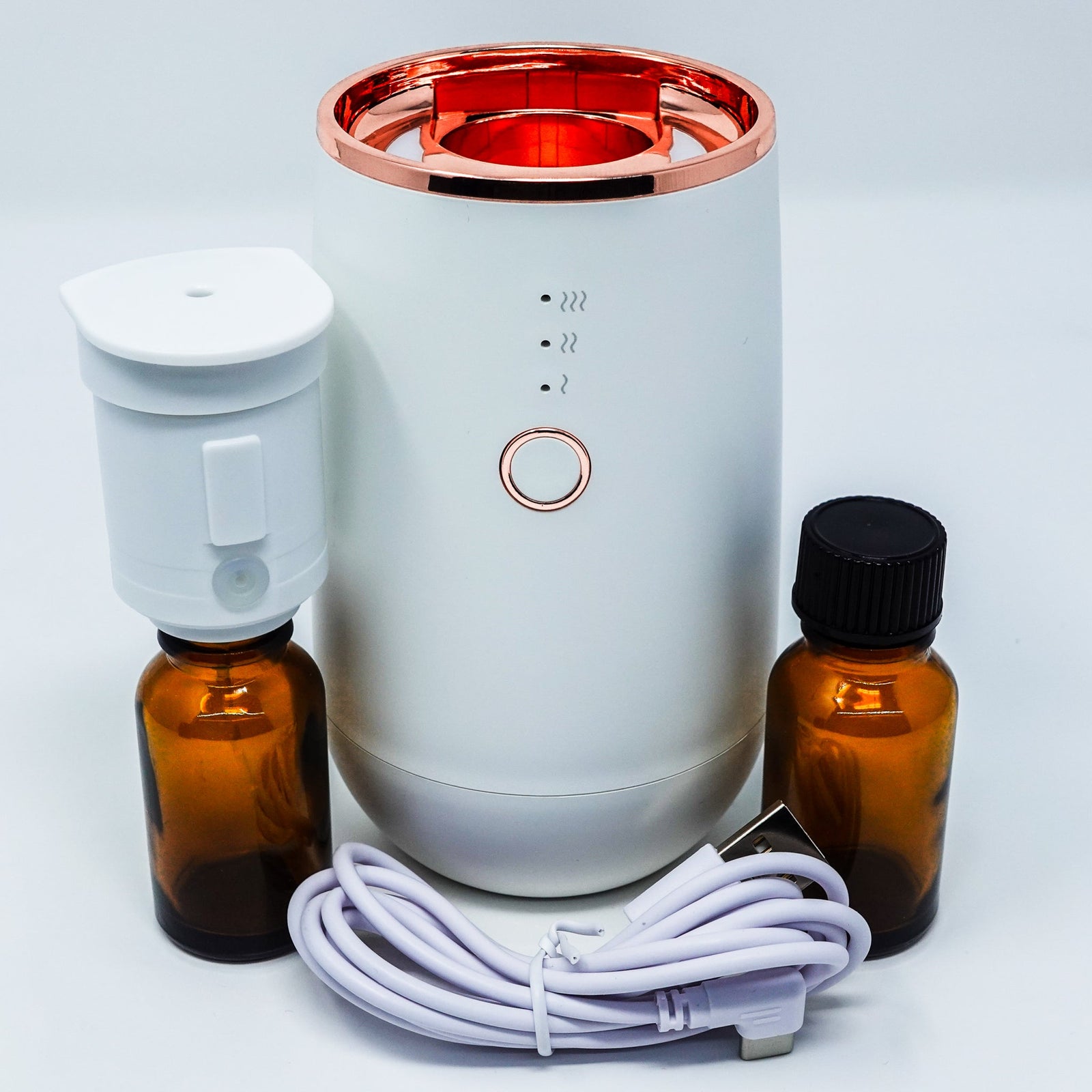 Portable Rechargeable Waterless Cold-Air Scent Diffuser - 15ml Capacity Color: White Disassembled