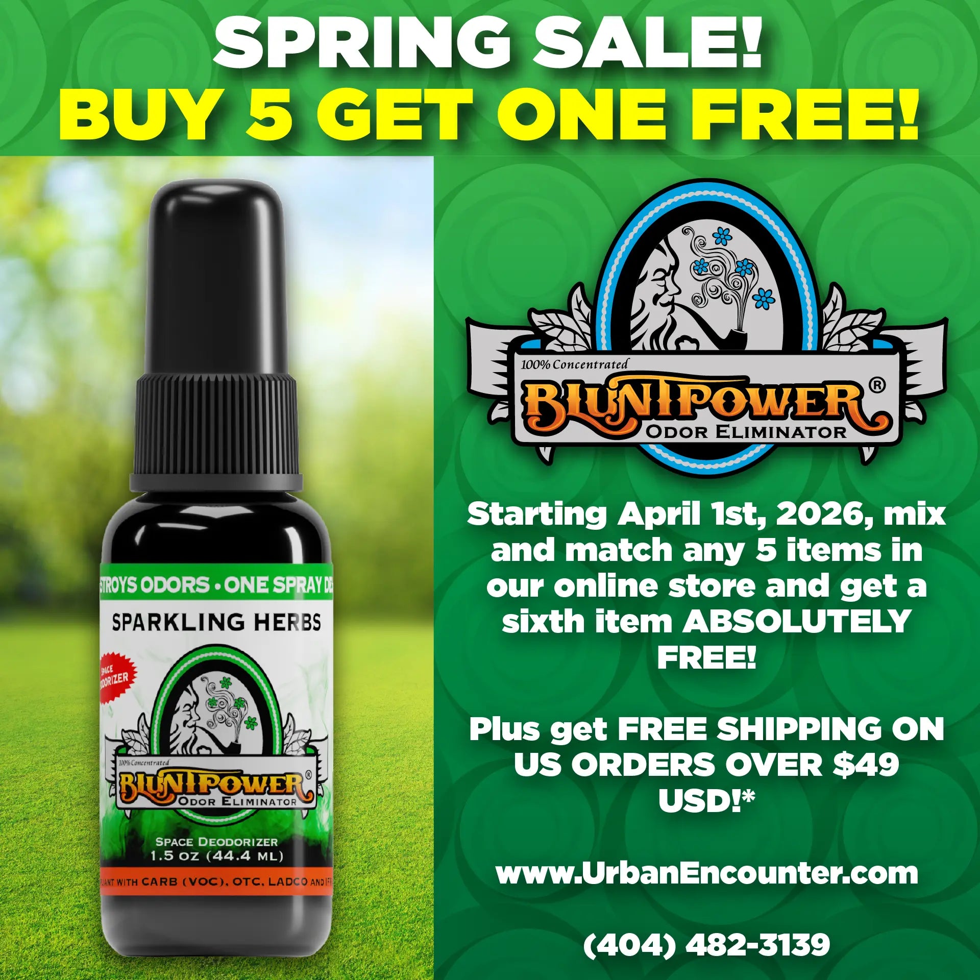 Urban Encounter Spring Sale, Buy 5 Get One Free, Air Freshener Feature, Square